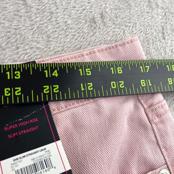 No Boundaries Slim Straight Crop Jeans Pink Sze 15 Super High Rise Cotton Casual - Picture 5 of 14